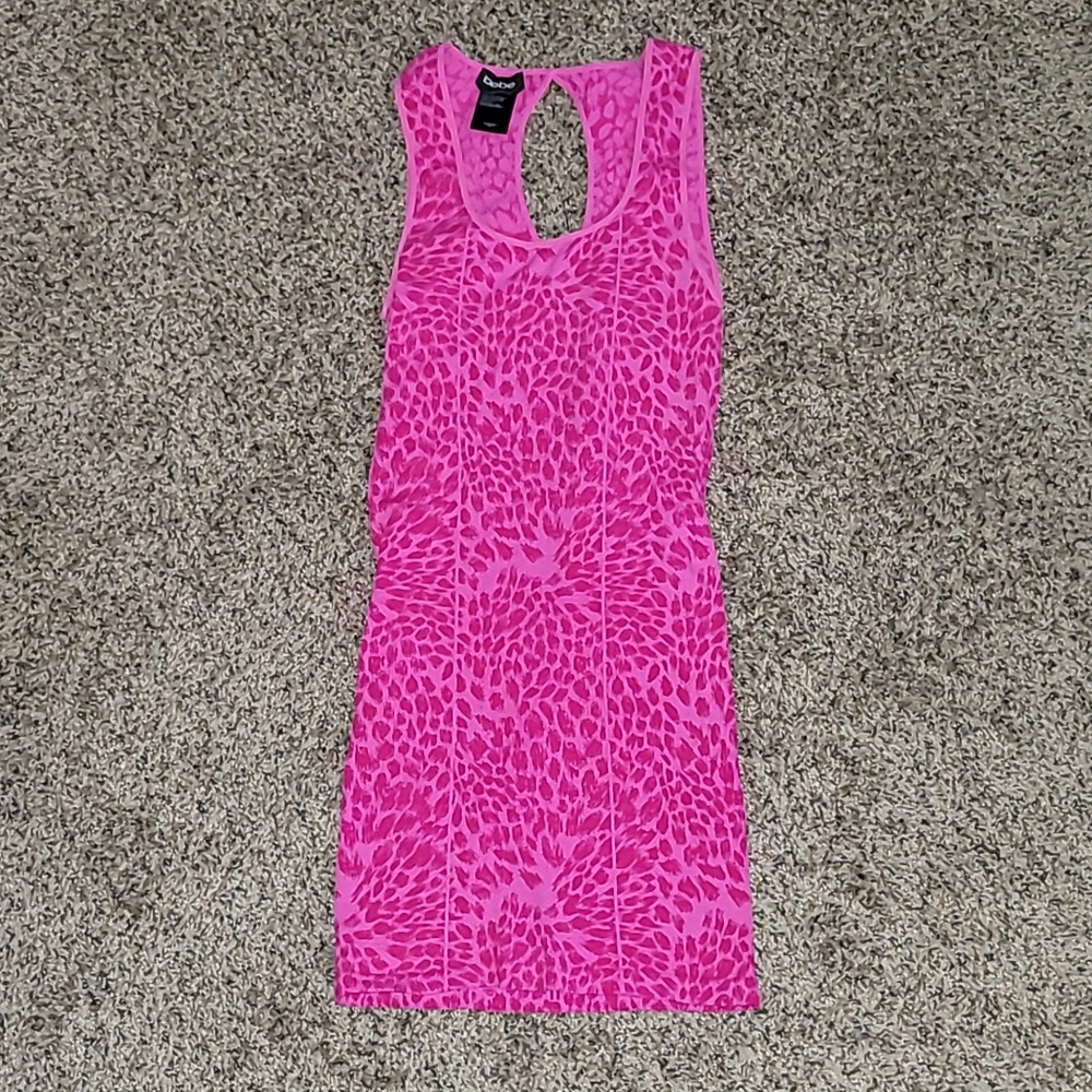 bebe Fuchsia Pink Animal-Print Bodycon Dress EUC Size M/L